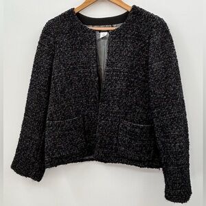 J. Crew Black Textured Teddy Jacket Size 10